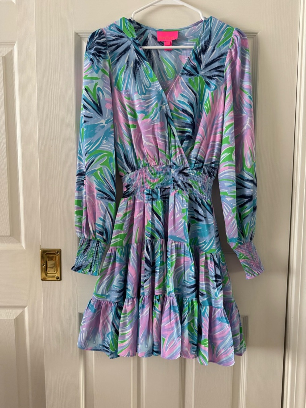 Lilly Pulitzer Heline Stretch Dress Gecko Green Beach Bash Tropical Size 00 XS
